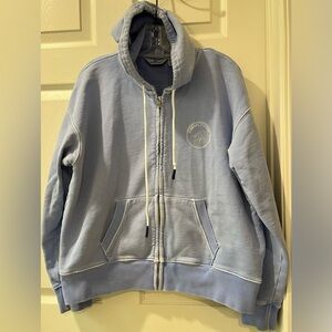 Vineyard Vines Full Zip Hoodie Sweatshirt Light Blue, White Graphic Size Medium